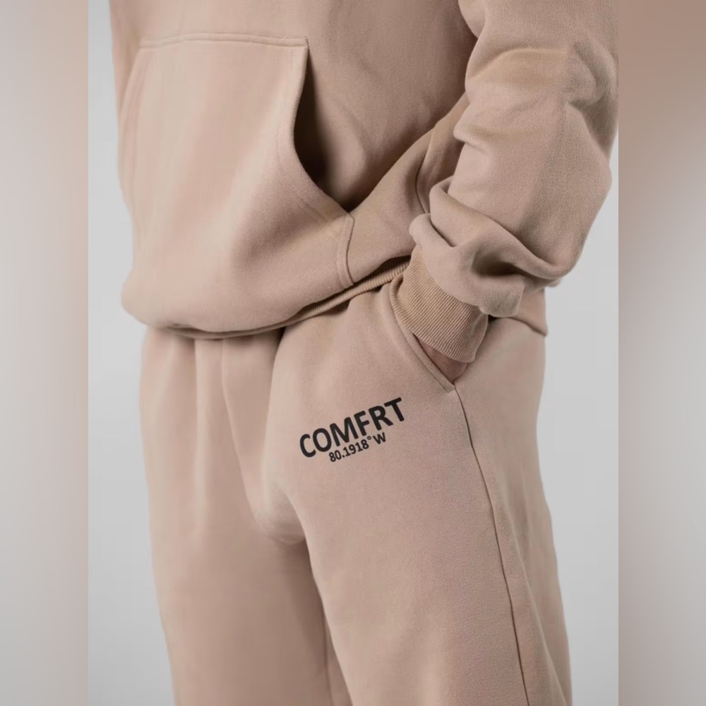 Sand L Large COMFRT Coordinate Cuffed Jogger Sweatpants